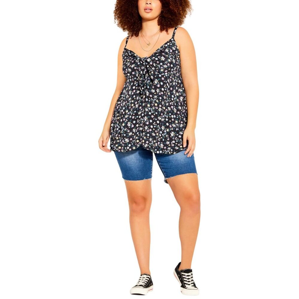 NWT CCX Womens Trendy Plus Size Summer Daisy Camisole Top Summer Daisy Black 18W